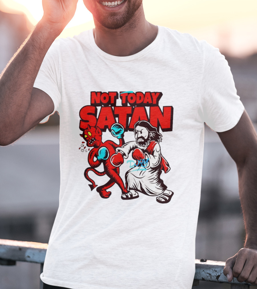 Not Today Satan God Versus Devil Boxing Match T-Shirt