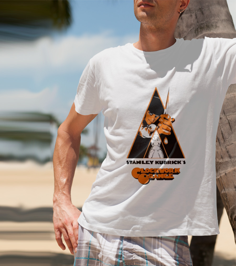 Work Orange Stanley Kubrick Iconic Image With Knife And Triangle T-Shirt
