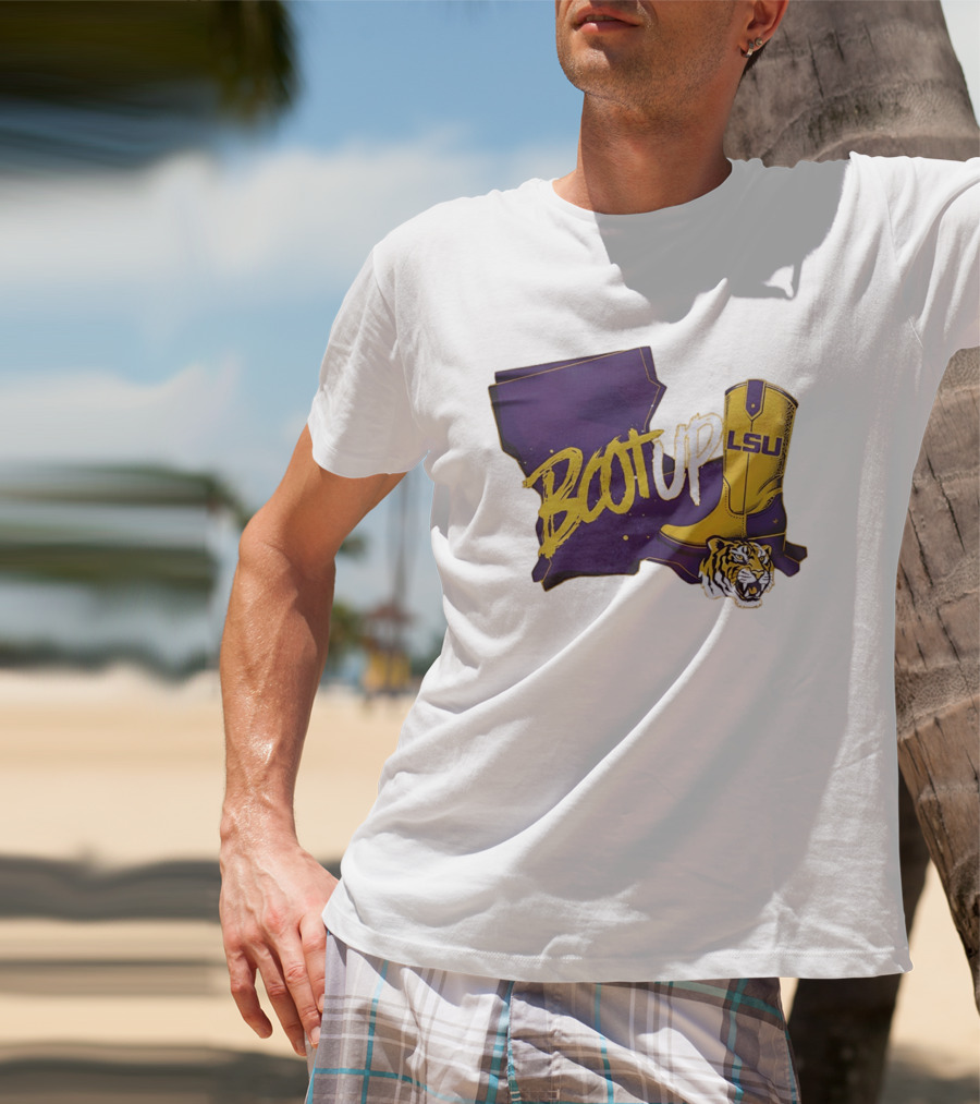 Welcome Home Coach Will Wade Boot Up LSU Tigers Louisiana Map And Boot With LSU Logo And Tiger Head T-Shirt