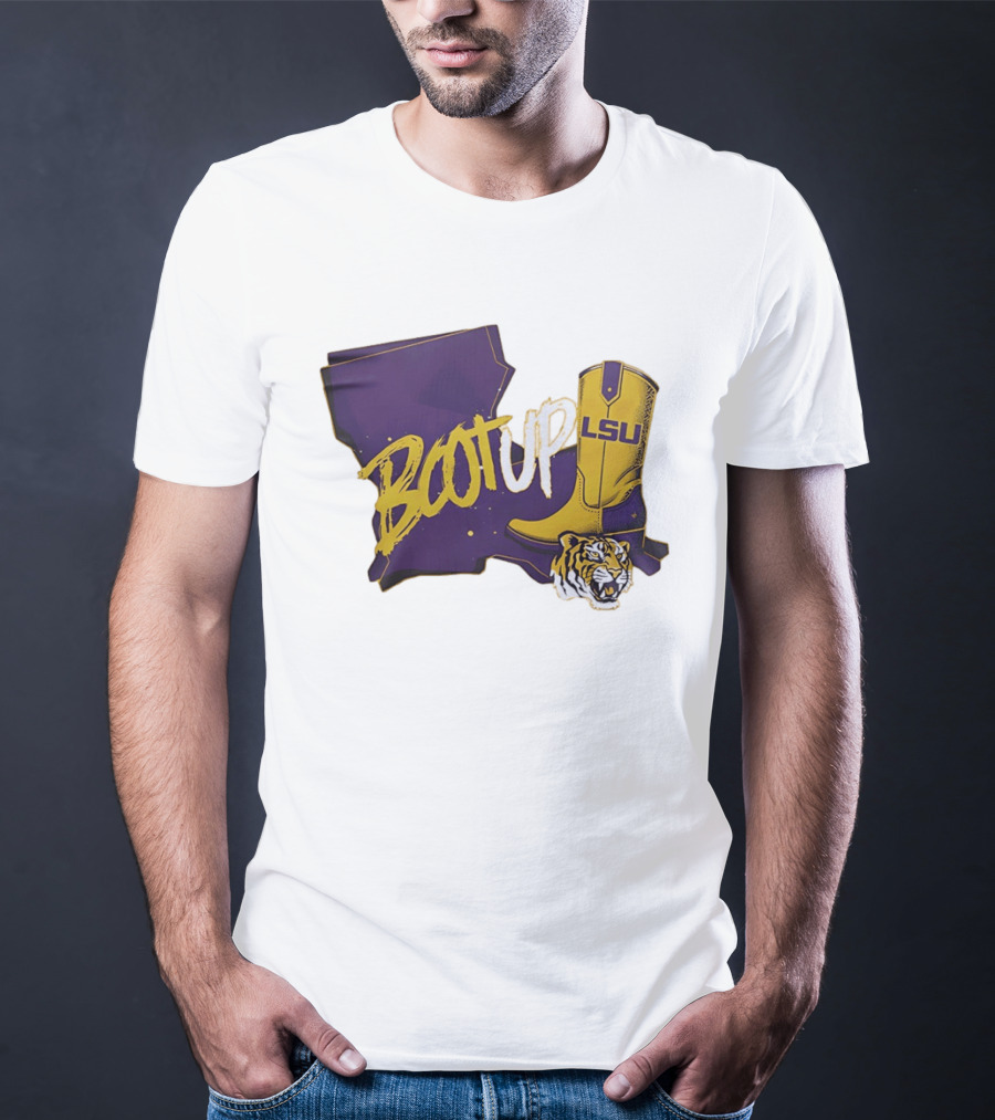 Welcome Home Coach Will Wade Boot Up LSU Tigers Louisiana Map And Boot With LSU Logo And Tiger Head T-Shirt