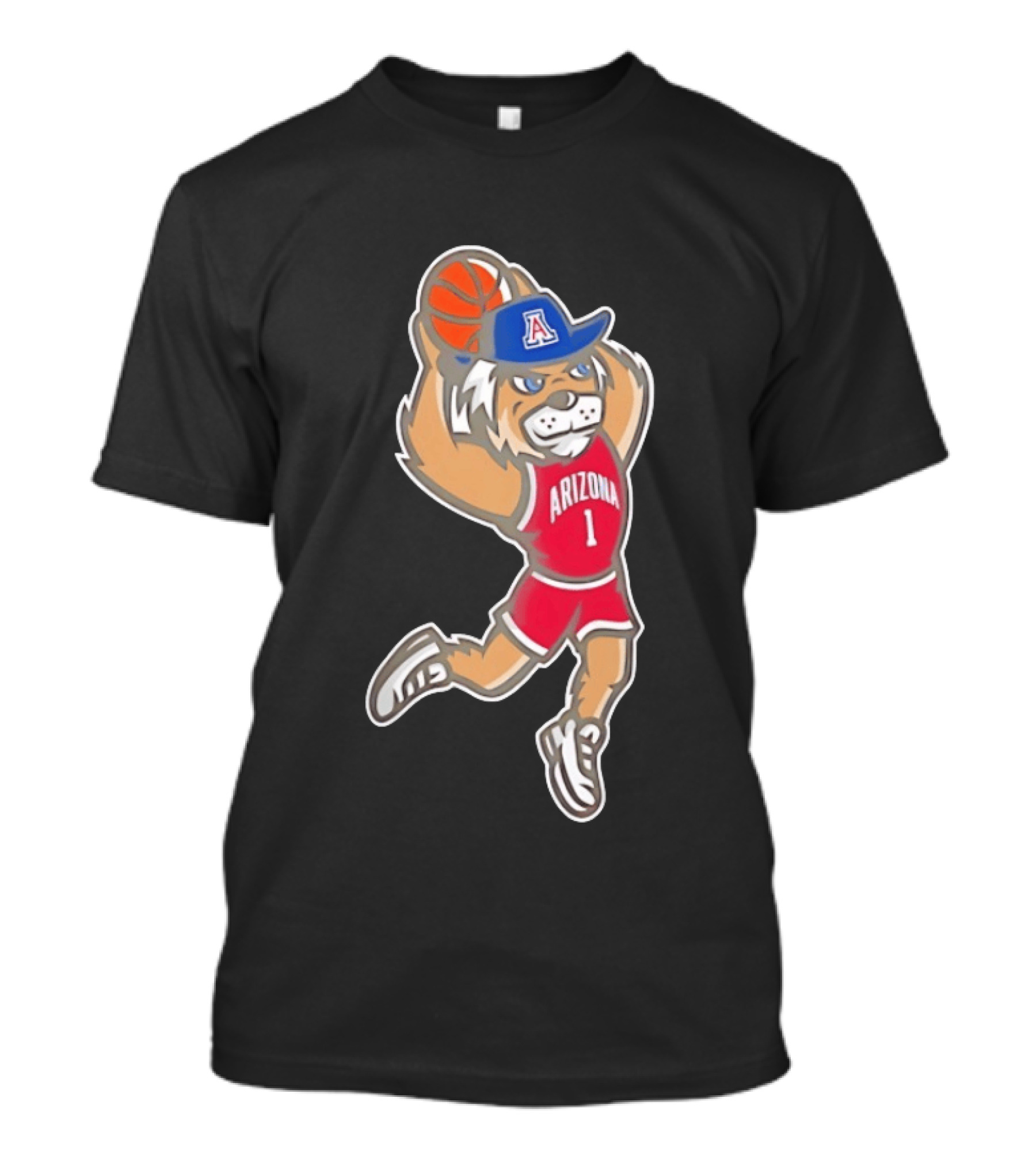 Arizona Wildcats Wilbur Mascot Dunking Basketball Animation T-Shirt