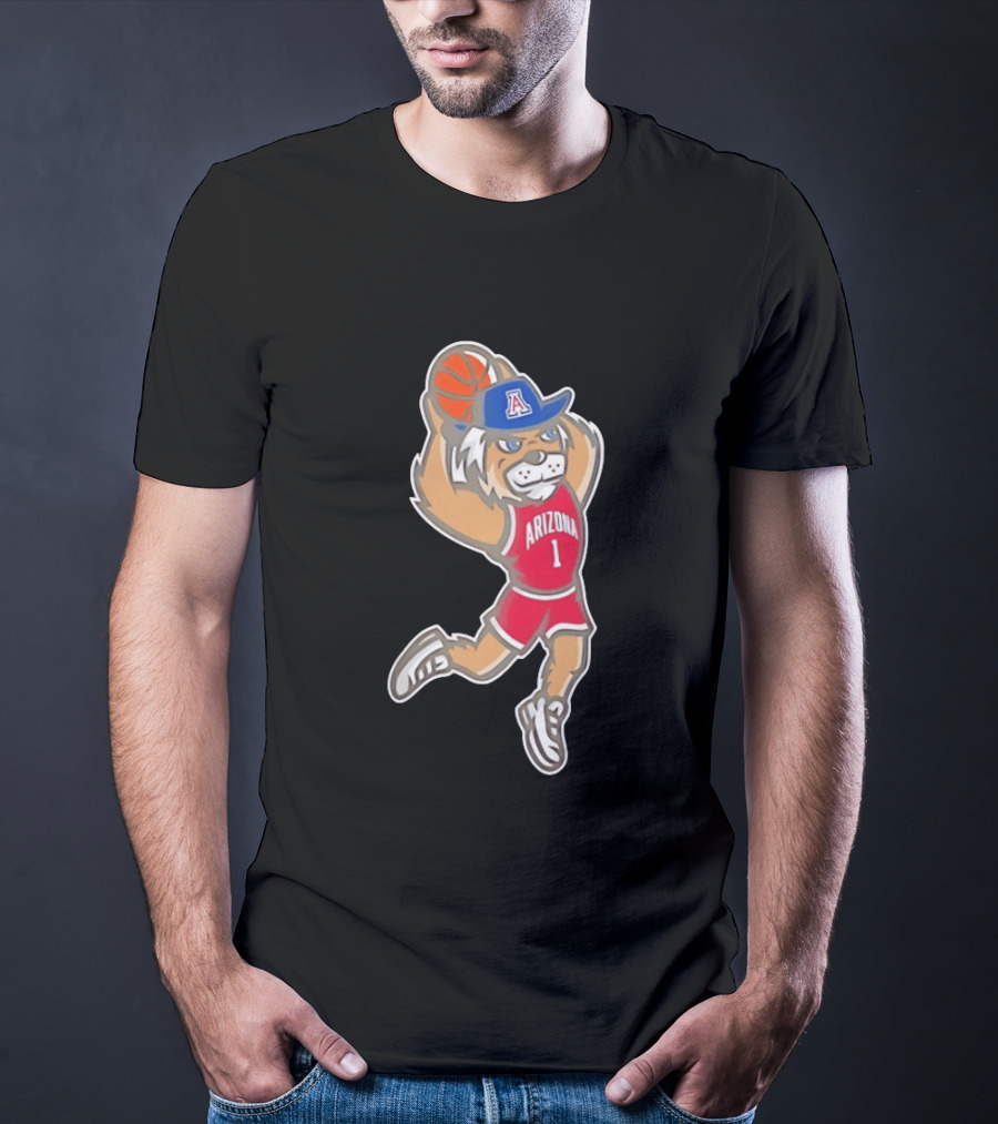 Arizona Wildcats Wilbur Mascot Dunking Basketball Animation T-Shirt