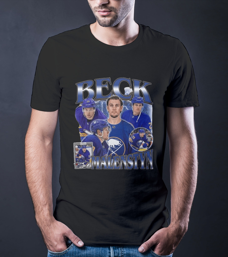 Beck Malenstyn Blue 29 Hockey Celebration T-Shirt