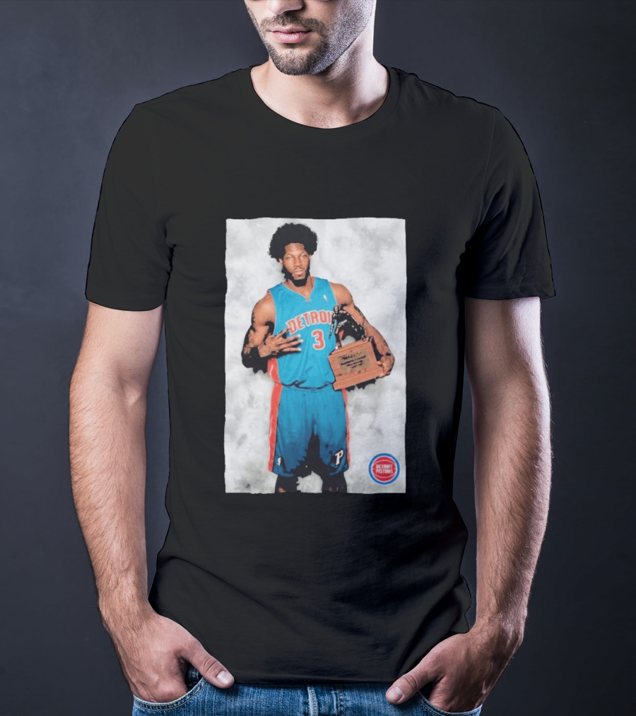 Ben Wallace Detroit Pistons Number 3 Defensive Player Of The Year MVP Recognition T-Shirt