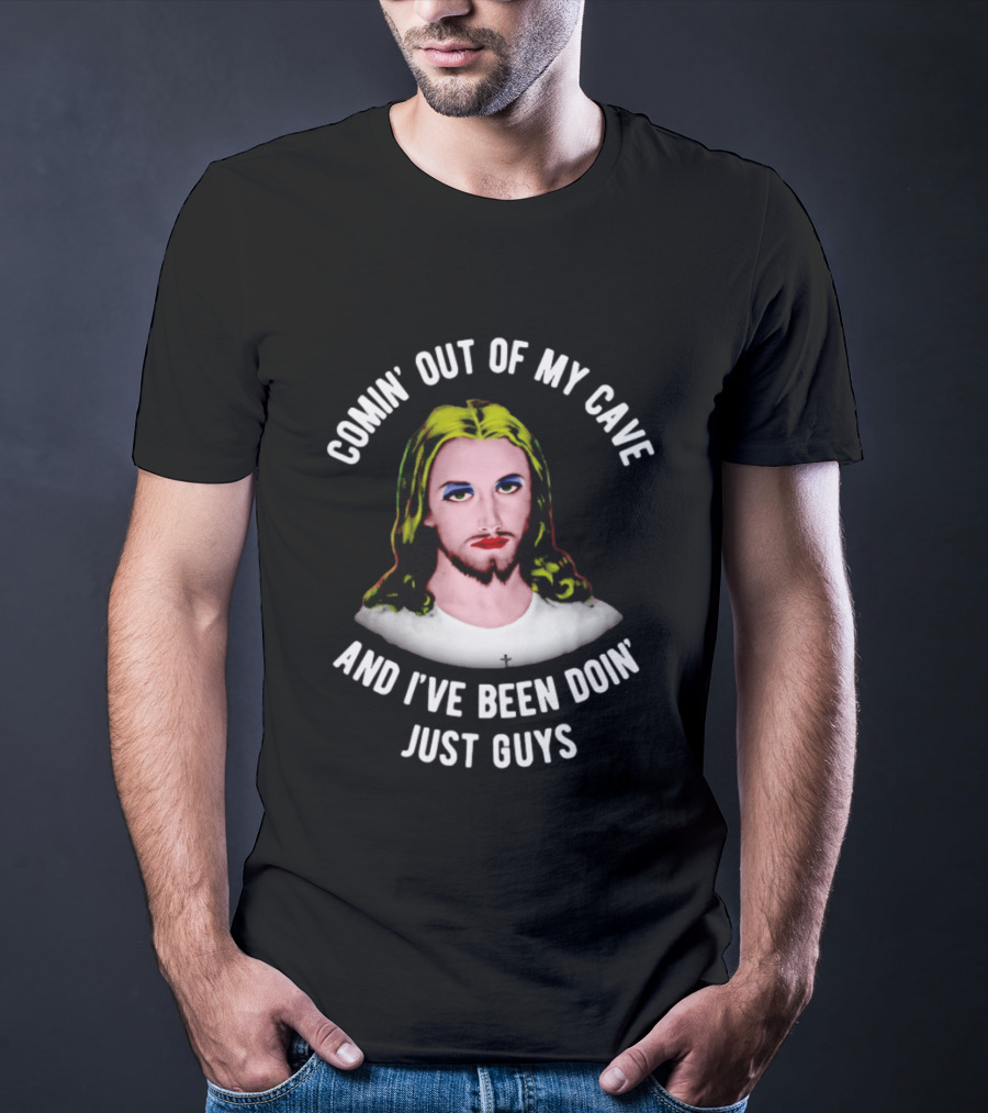 Comin' Out Of My Cave And I've Been Doin' Just Guys Retro Jesus T-Shirt
