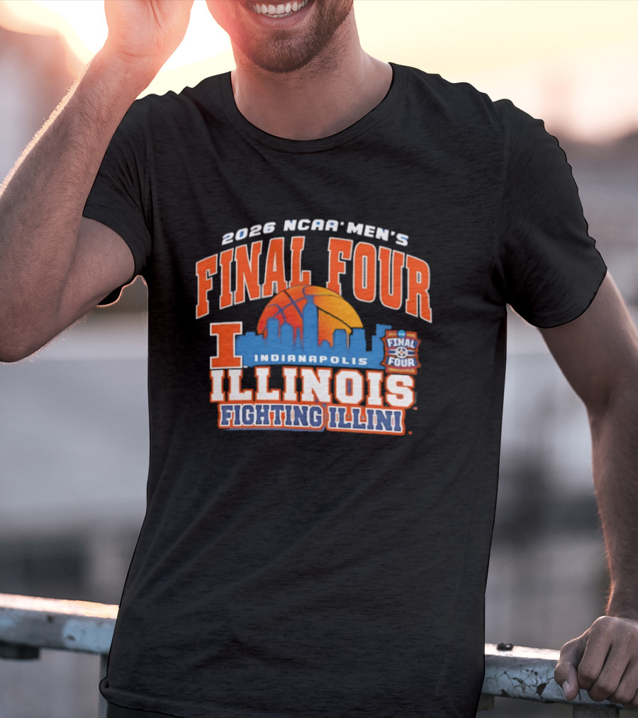 2026 NCAA Men's Final Four Indianapolis Illinois Fighting Illini Basketball Skyline T-Shirt