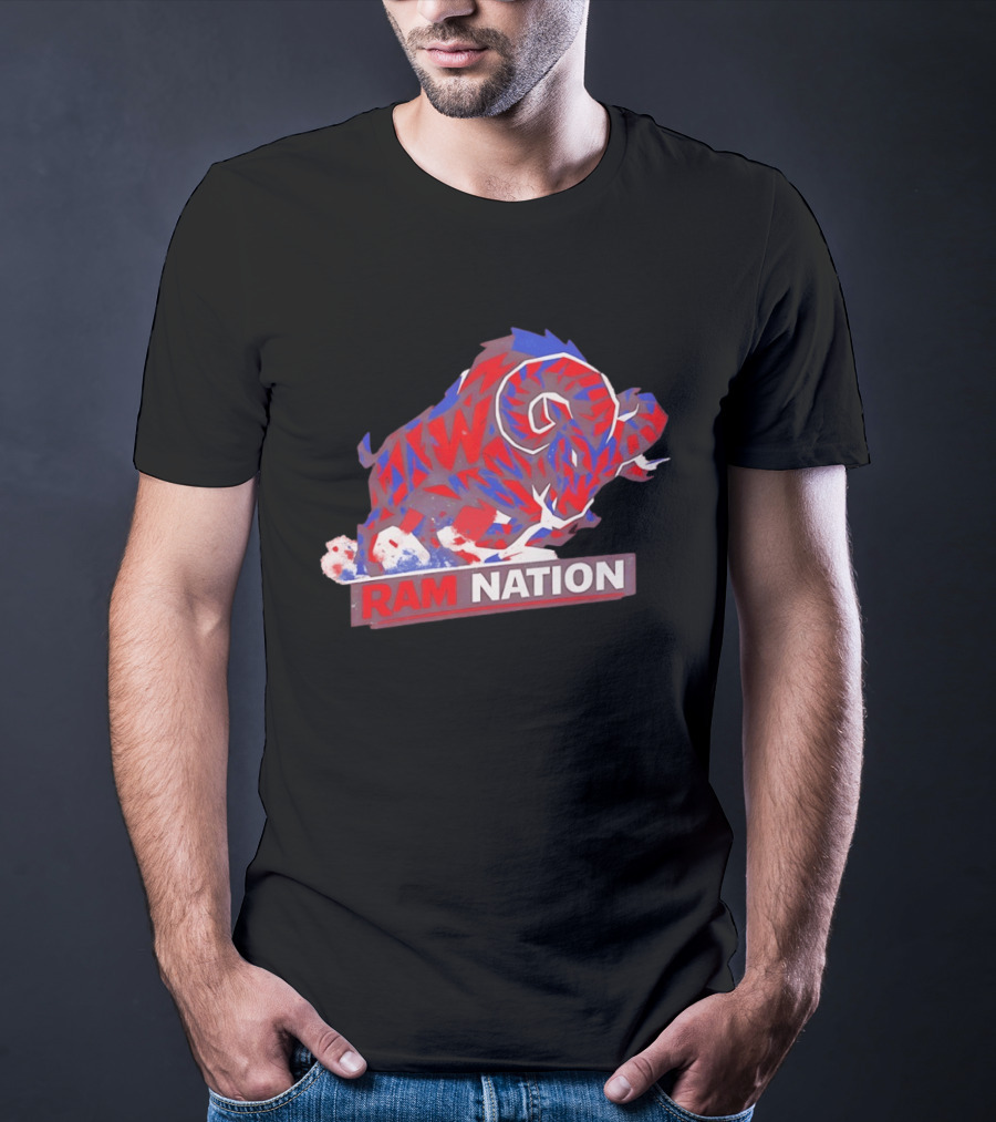 Ram Nation Red Blue Charging Ram T-Shirt
