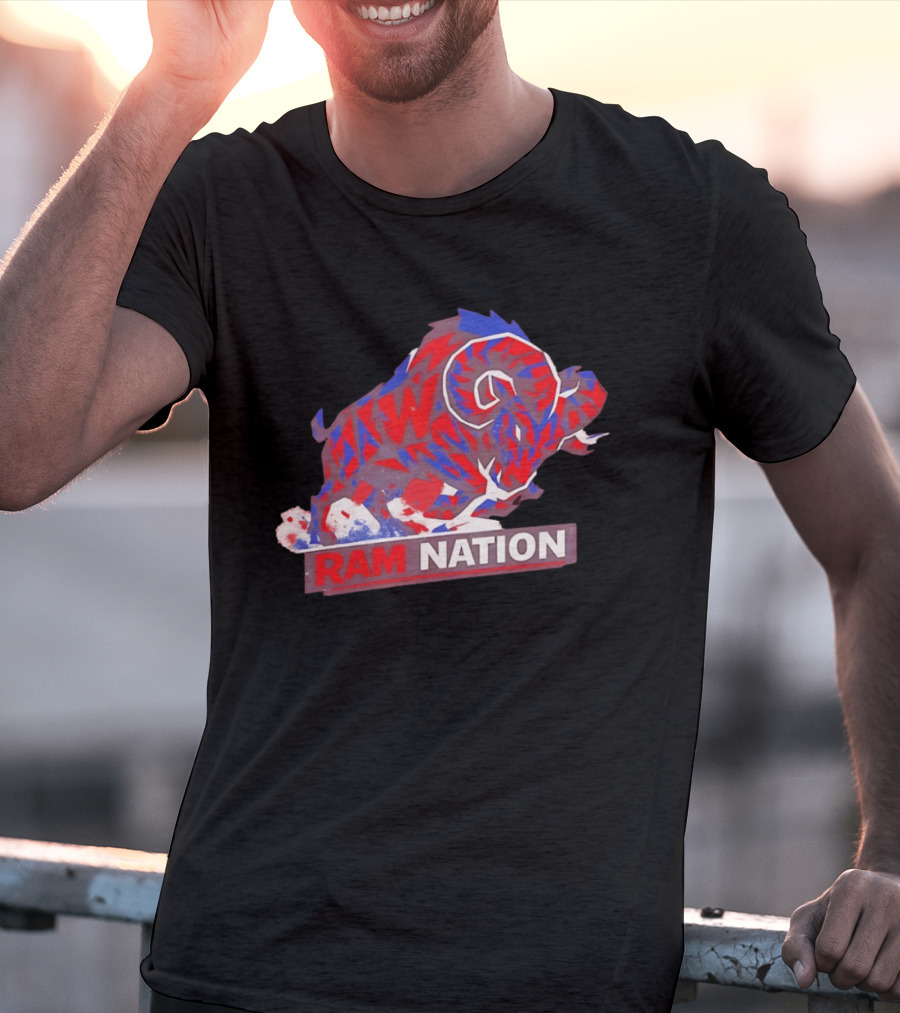 Ram Nation Red Blue Charging Ram T-Shirt