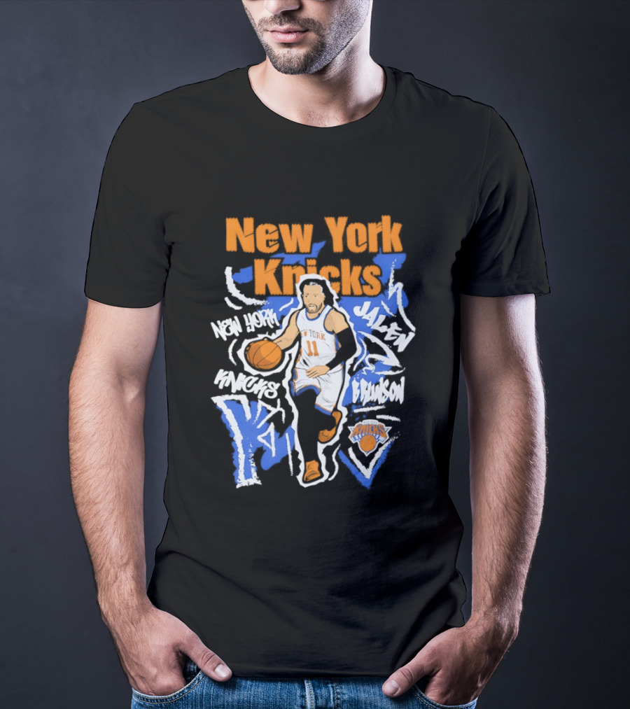 New York Knicks Jalen Brunson 11 Basketball NBA Player Cartoon T-Shirt