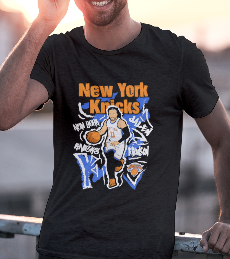 New York Knicks Jalen Brunson 11 Basketball NBA Player Cartoon T-Shirt
