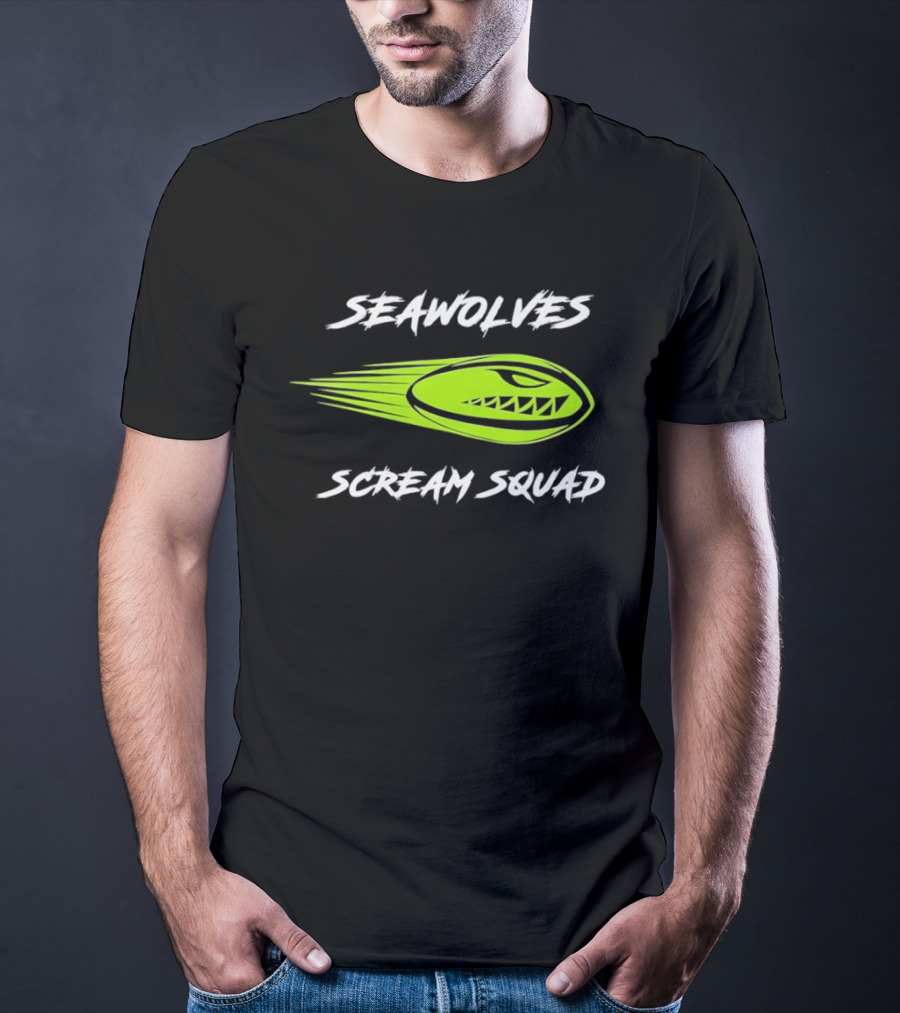 Seawolves Scream Squad Rugby Branding Lime Green Fierce T-Shirt