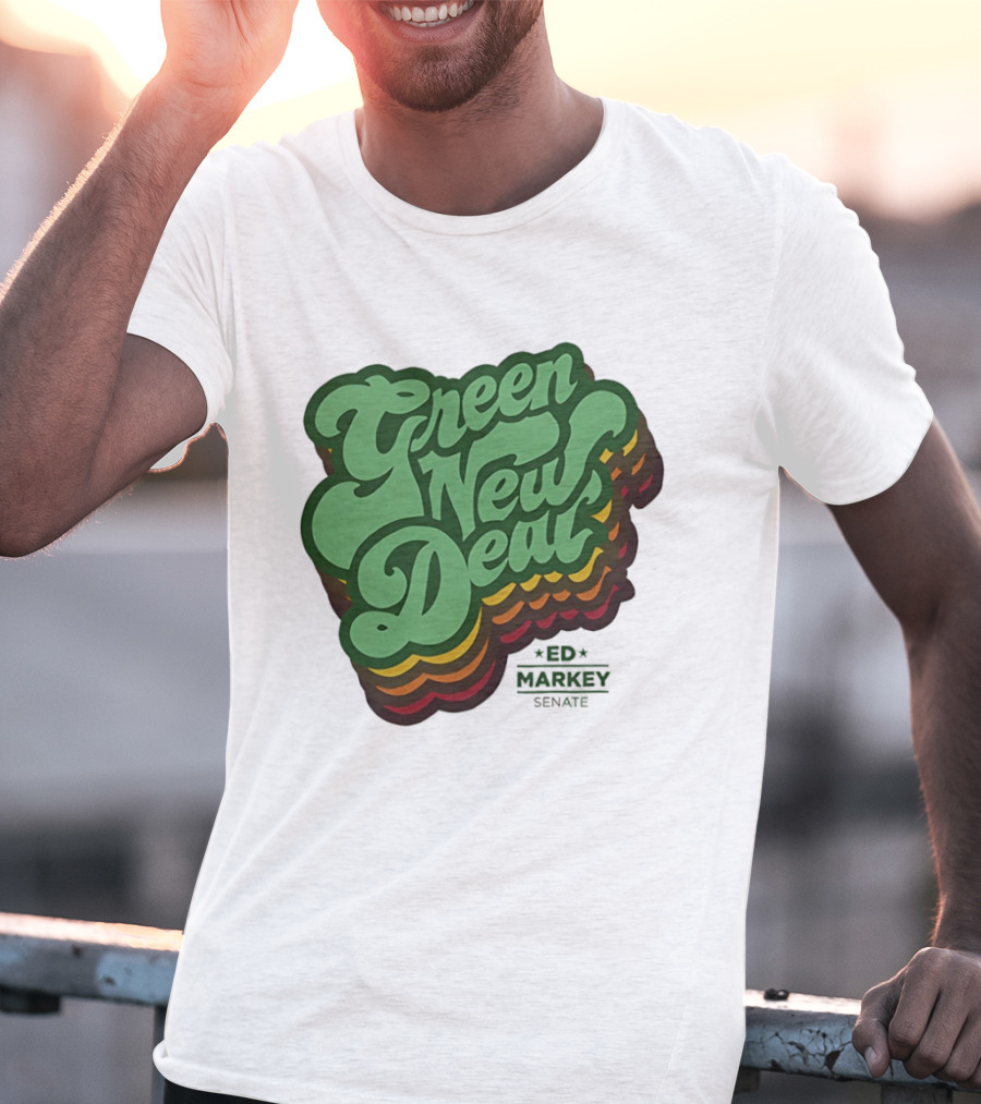 Green New Deal Ed Markey Senate Retro Font T-Shirt