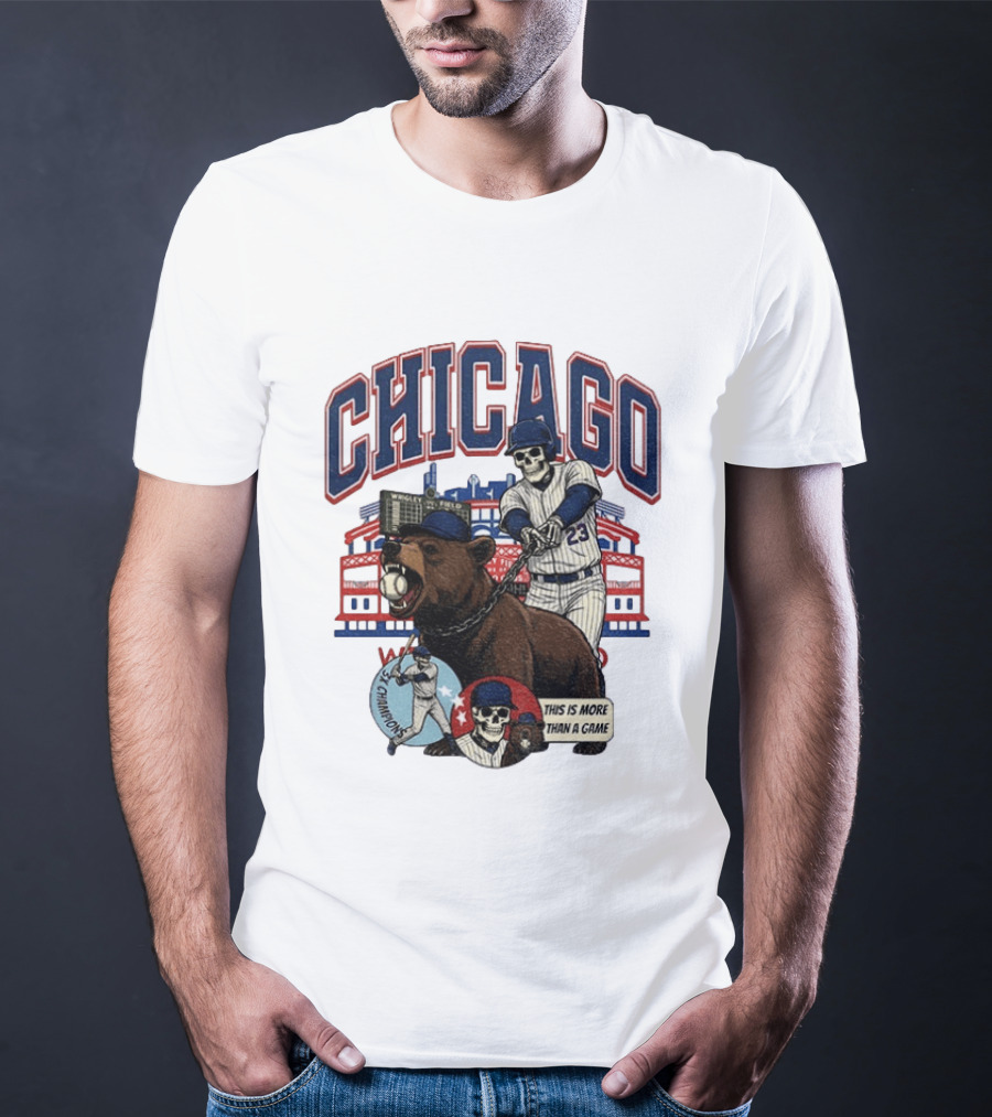 Chicago Cubs Wrigley Field Skeleton Baseball Champions This Is More Than A Game T-Shirt