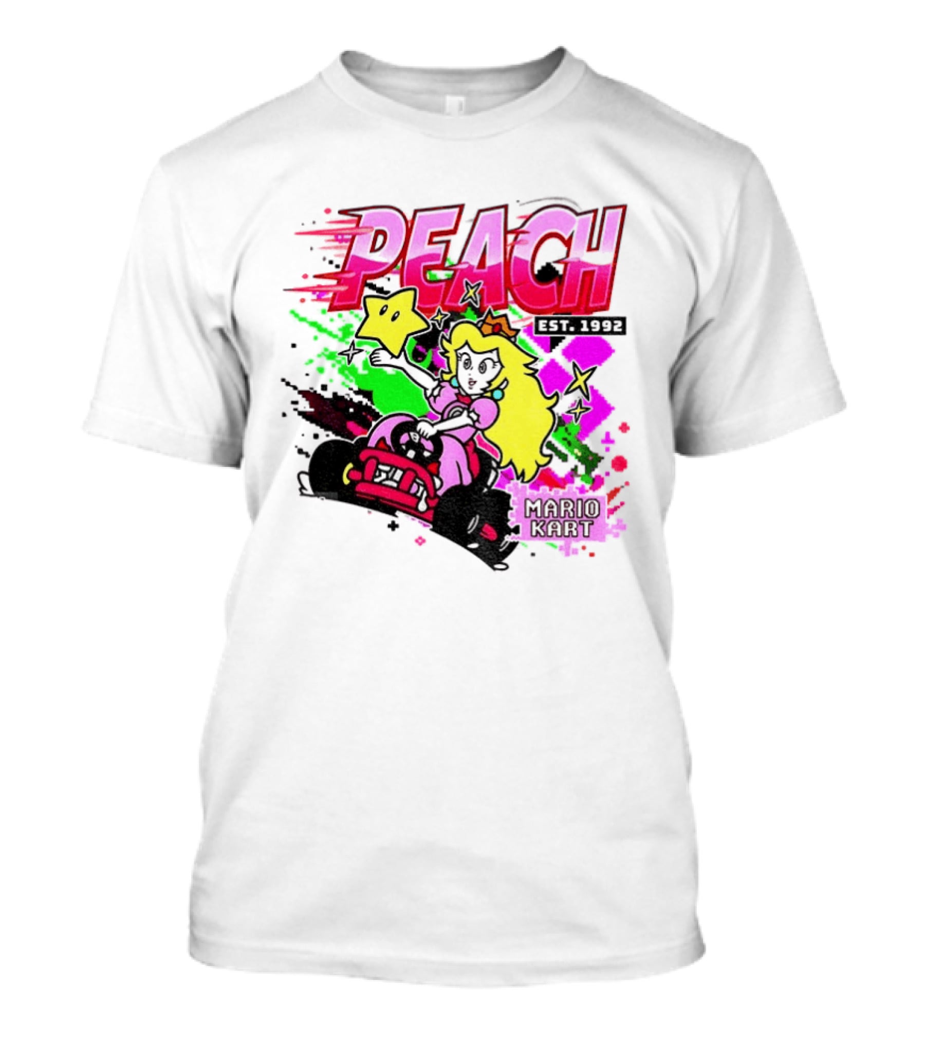 Peach Mario Kart Princess Riding With Star Power Est 1992 T-Shirt