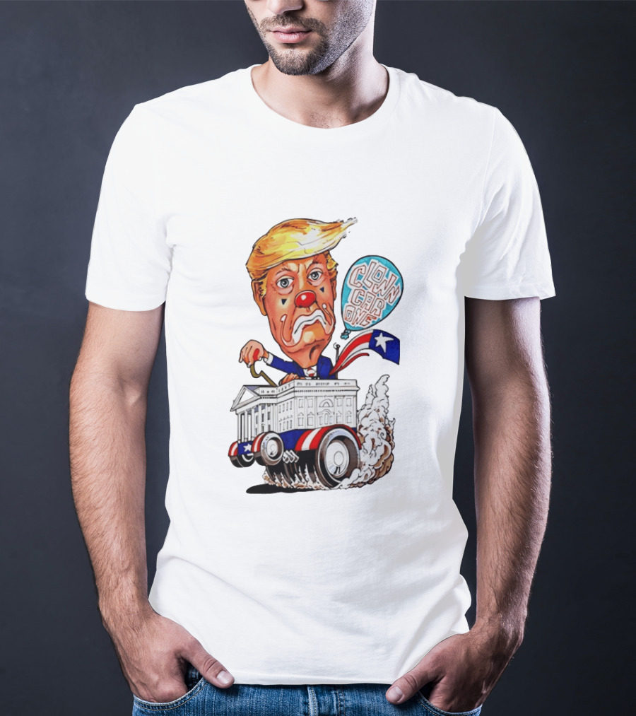 Clown Car One Cartoon Trump White House Sátira Política Divertida T-Shirt