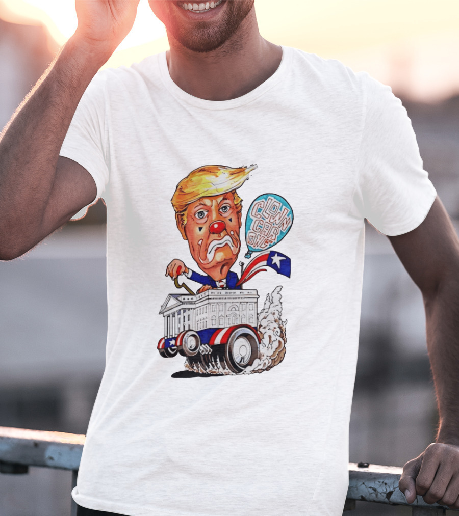 Clown Car One Cartoon Trump White House Sátira Política Divertida T-Shirt