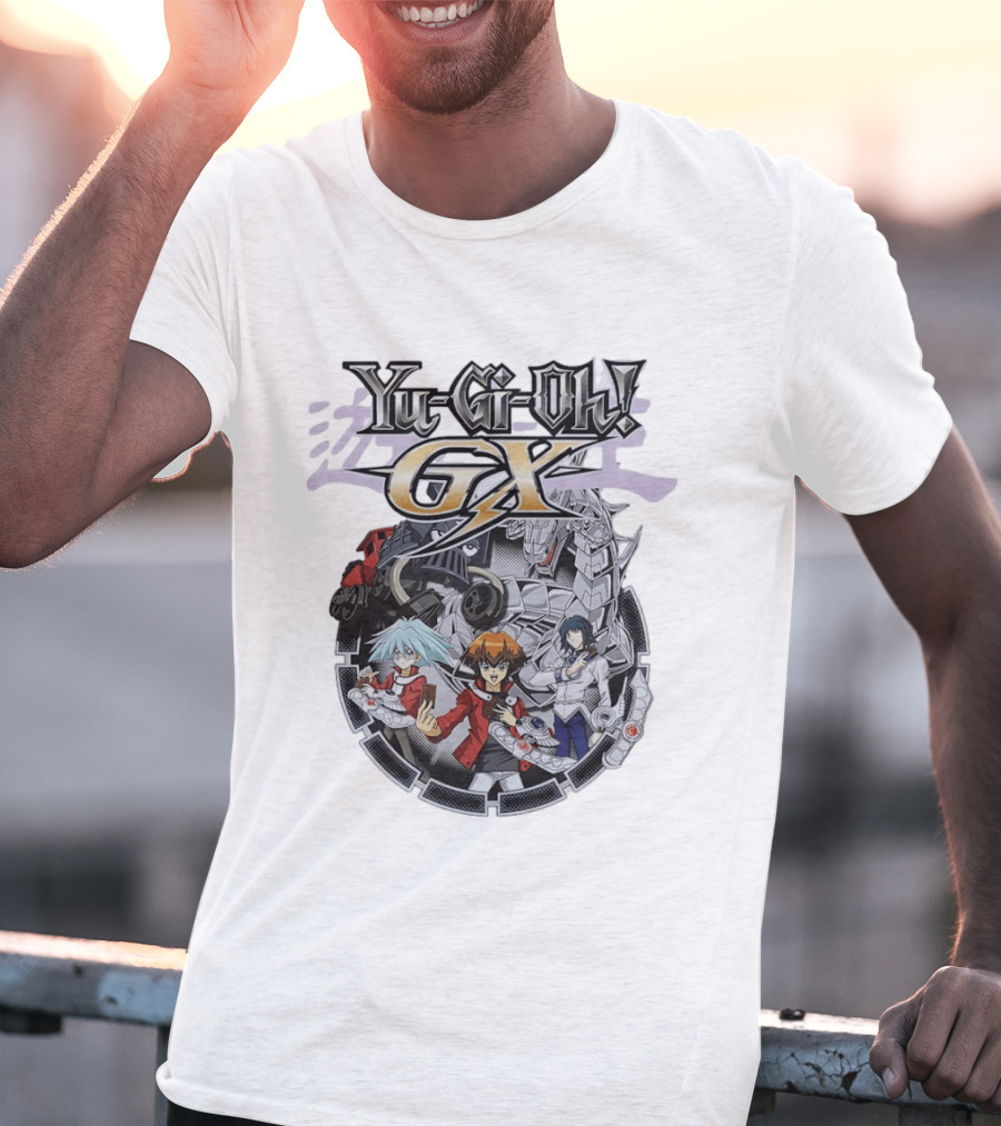 Yu Gi Oh GX Anime Characters With Duel Disk And Monsters T-Shirt