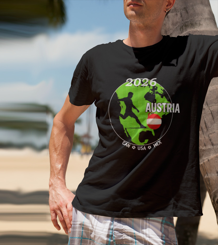 Austria Football 2026 CAN USA MEX World Cup Soccer Map T-Shirt