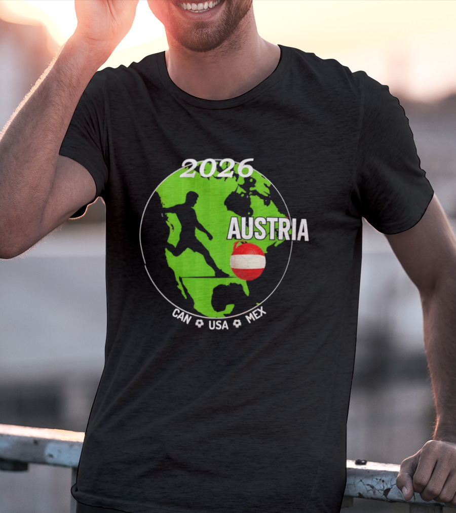Austria Football 2026 CAN USA MEX World Cup Soccer Map T-Shirt