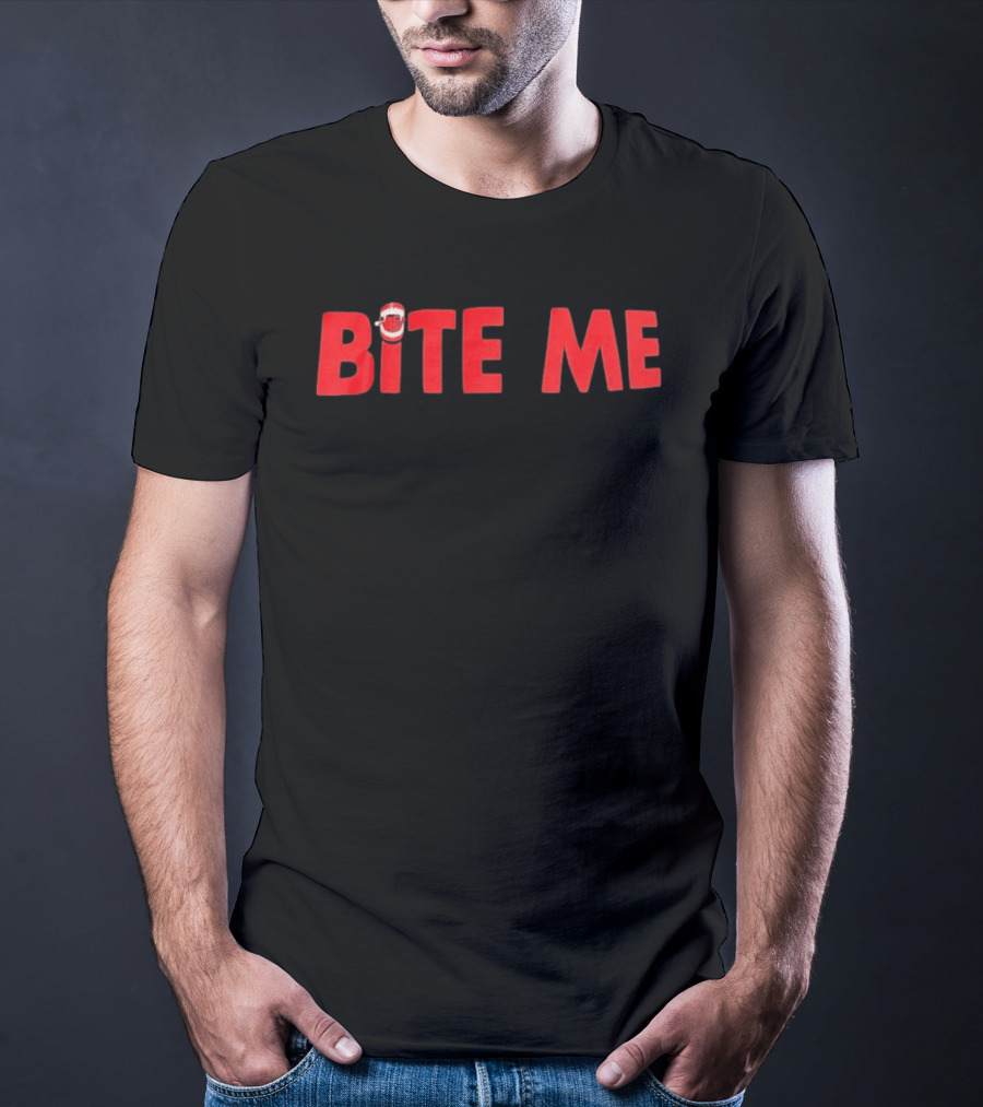 Bite Me Halloween Vampire Teeth Red Letters T-Shirt