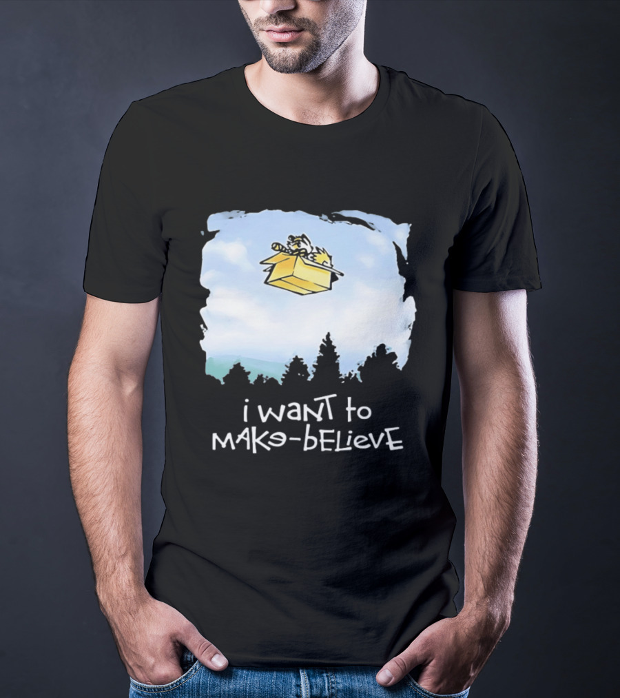 I Want To Mako Believe Calvin And Hobbes Inspired Flying Box Adventure T-Shirt