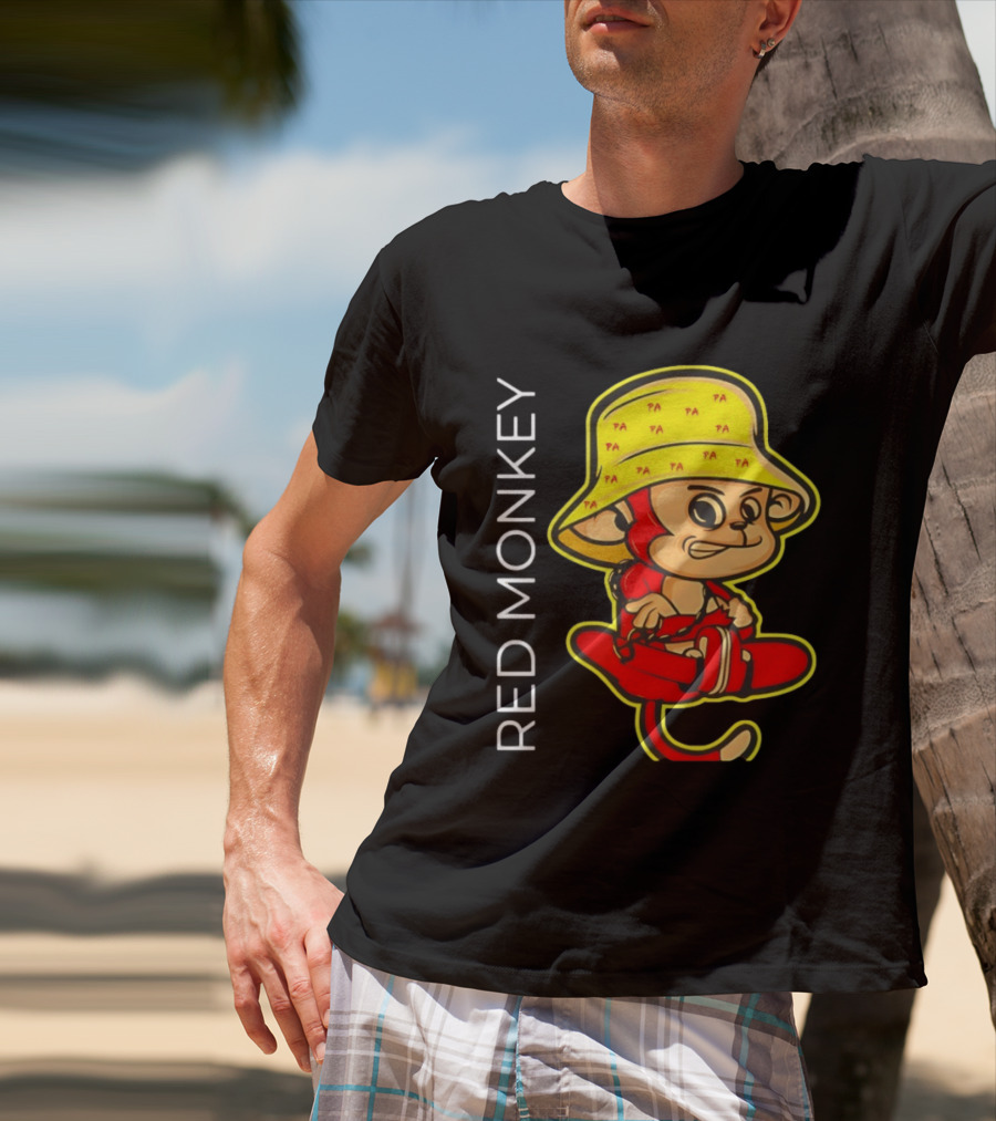 PA Red Monkey Cartoon With Yellow Hat T-Shirt
