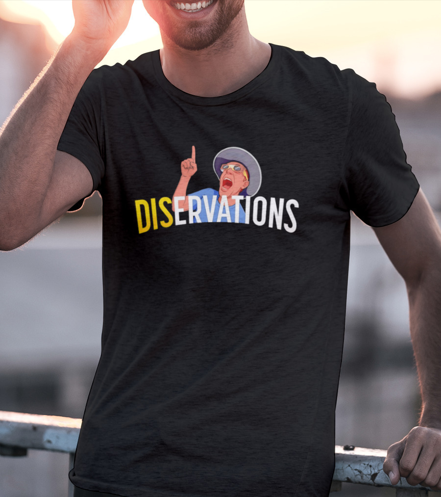 DISERVATIONS Cartoon Character With Pointing Gesture And Hat T-Shirt