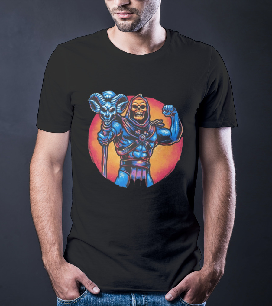 Skeletor Conquer The Universe Iconic Muscular Villain With Ram Staff T-Shirt