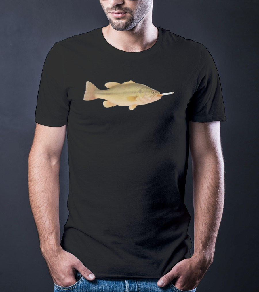 Fish Smoking Cigarette Novelty Humor T-Shirt