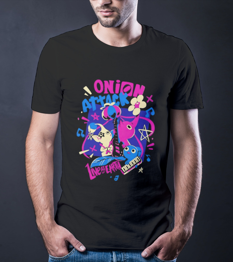 Onion Attack Live At Earth Pikmin Music Themed Concept T-Shirt