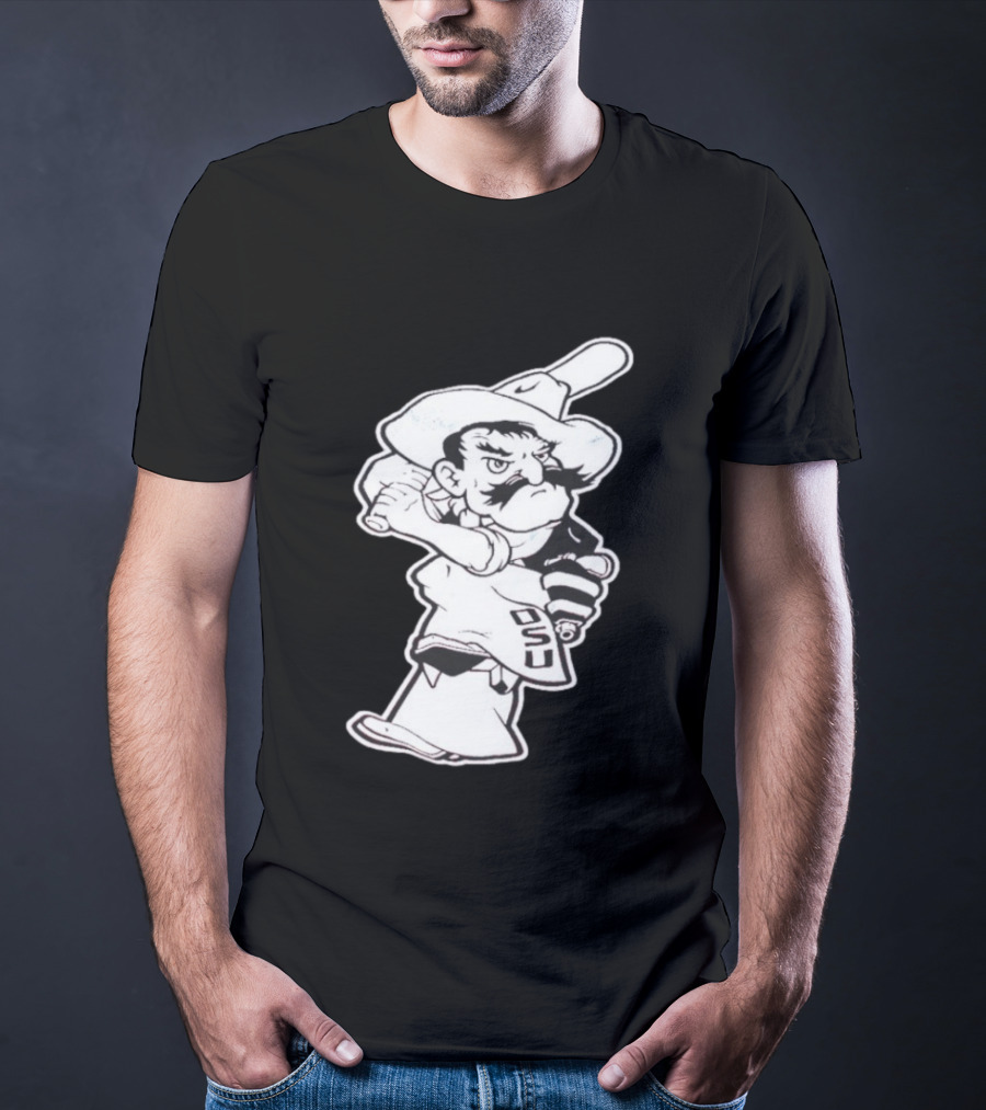 Pistol Pete Pitching OSU Cowboy Baseball T-Shirt