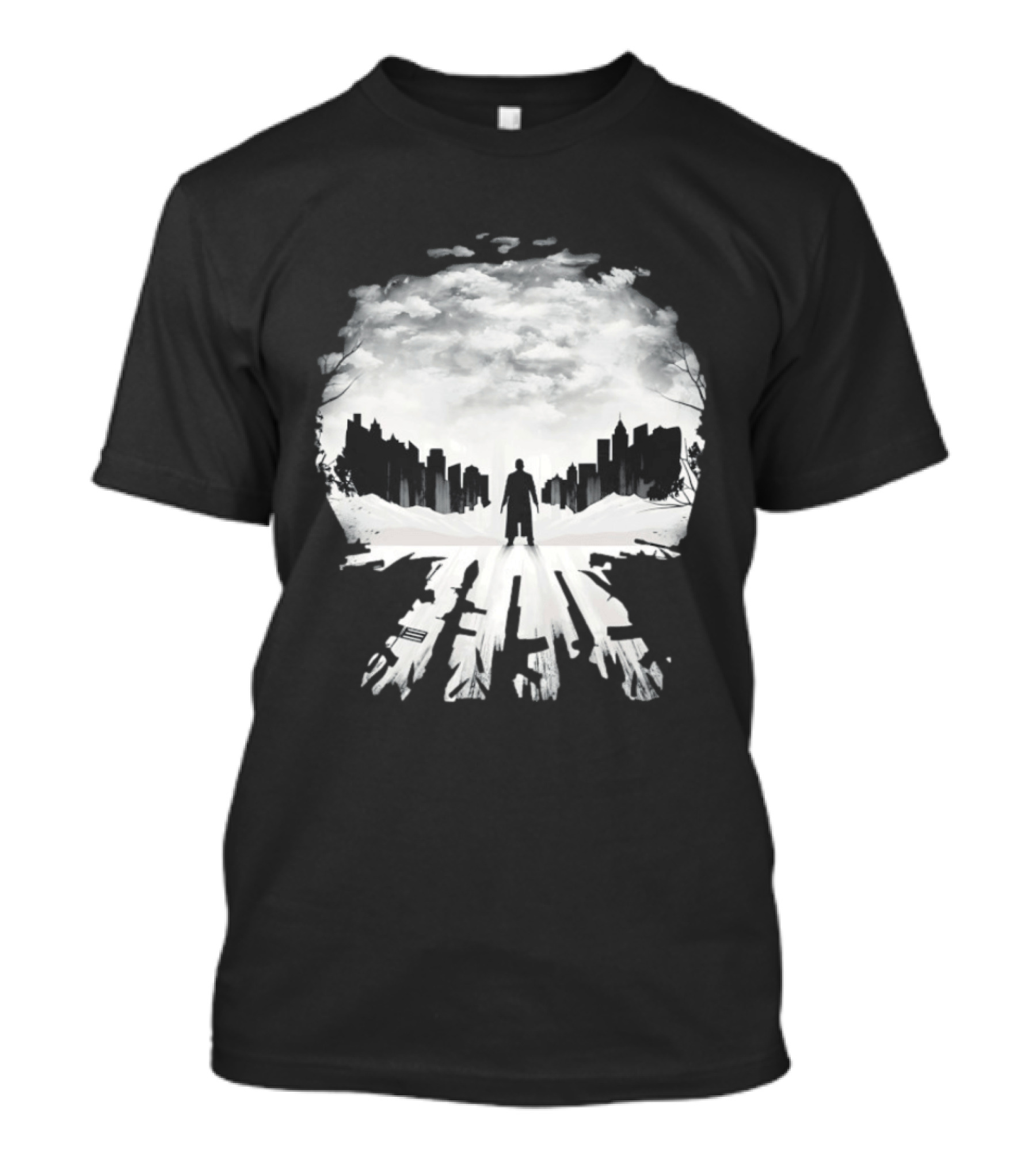 Punisher One Last Kill Urban Silhouette Black And White T-Shirt