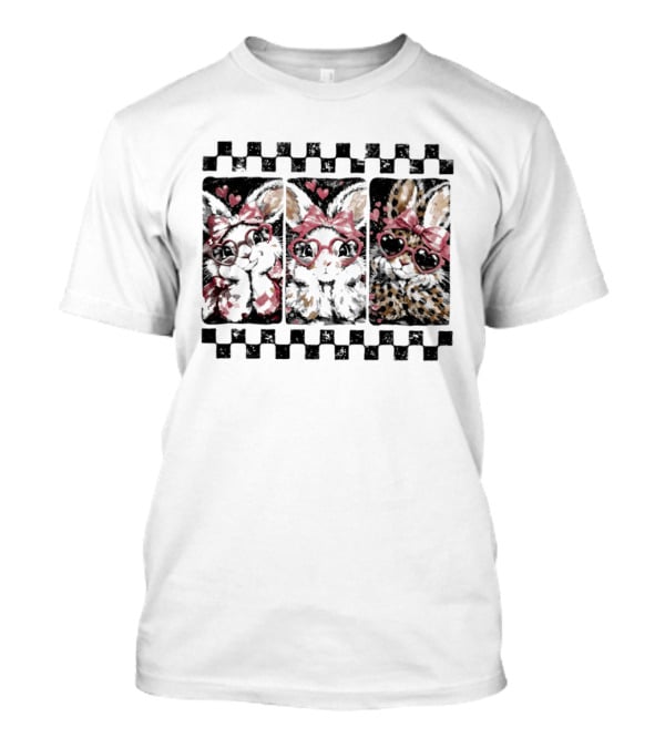 Bunny Coquette Love Heart Glasses Happy Easter Day 2026 T-Shirt