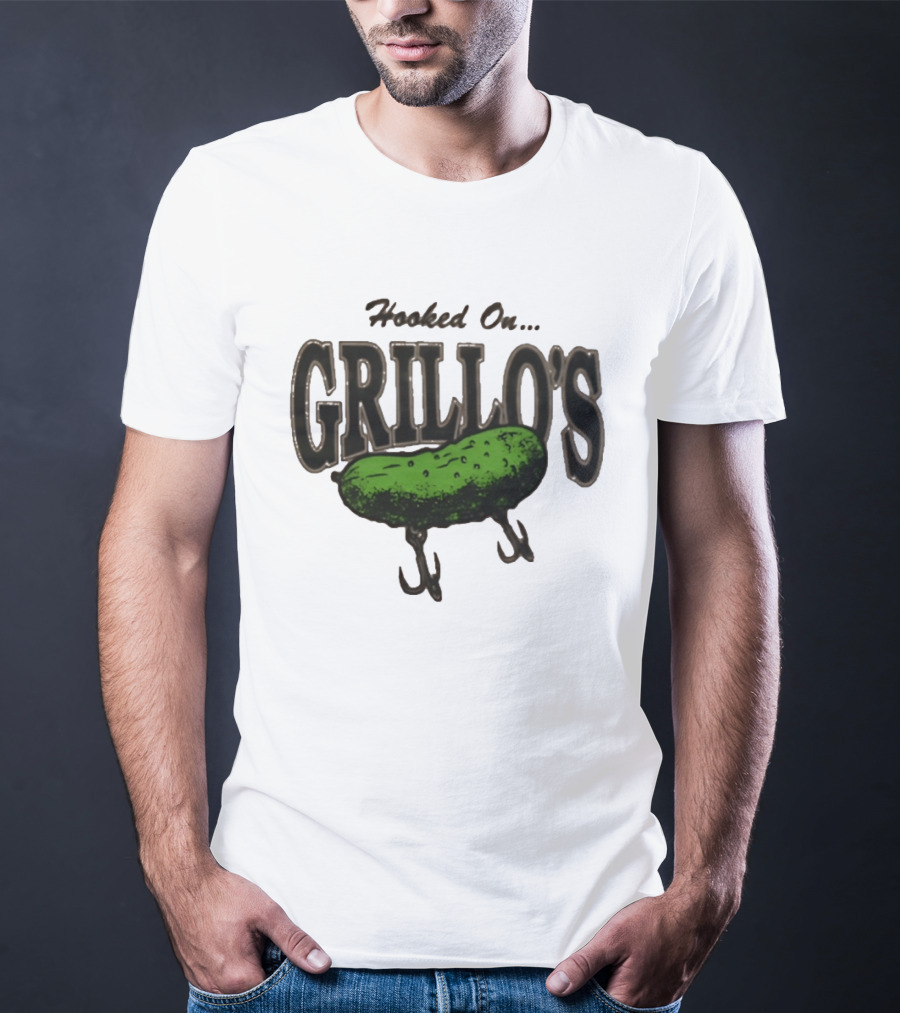 Hooked On Grillo's Pickle Green Fishing Hooks T-Shirt