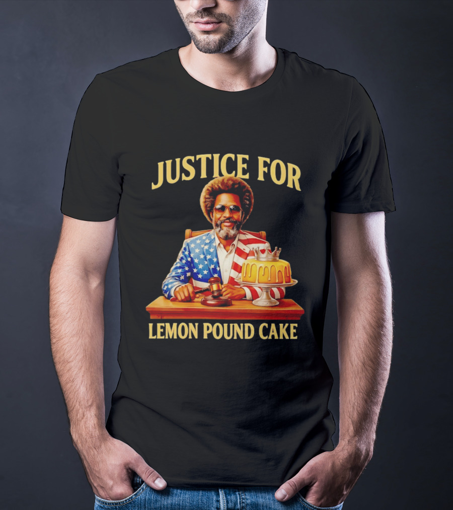 Justice For Lemon Pound Cake Meme Retro Style Judge With Gavel And Patriotic Suit T-Shirt