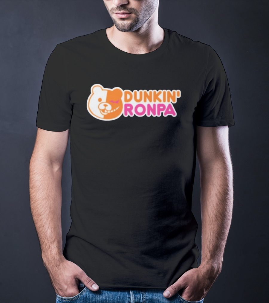 Dunkin' Ronpa Bear Face Graphic Brian Beacock T-Shirt