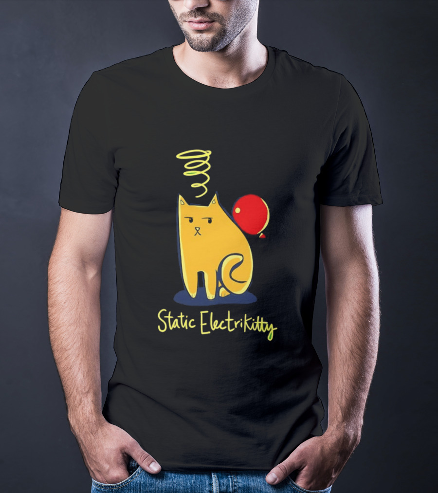 Static Electricity Cat Balloon Fun T-Shirt
