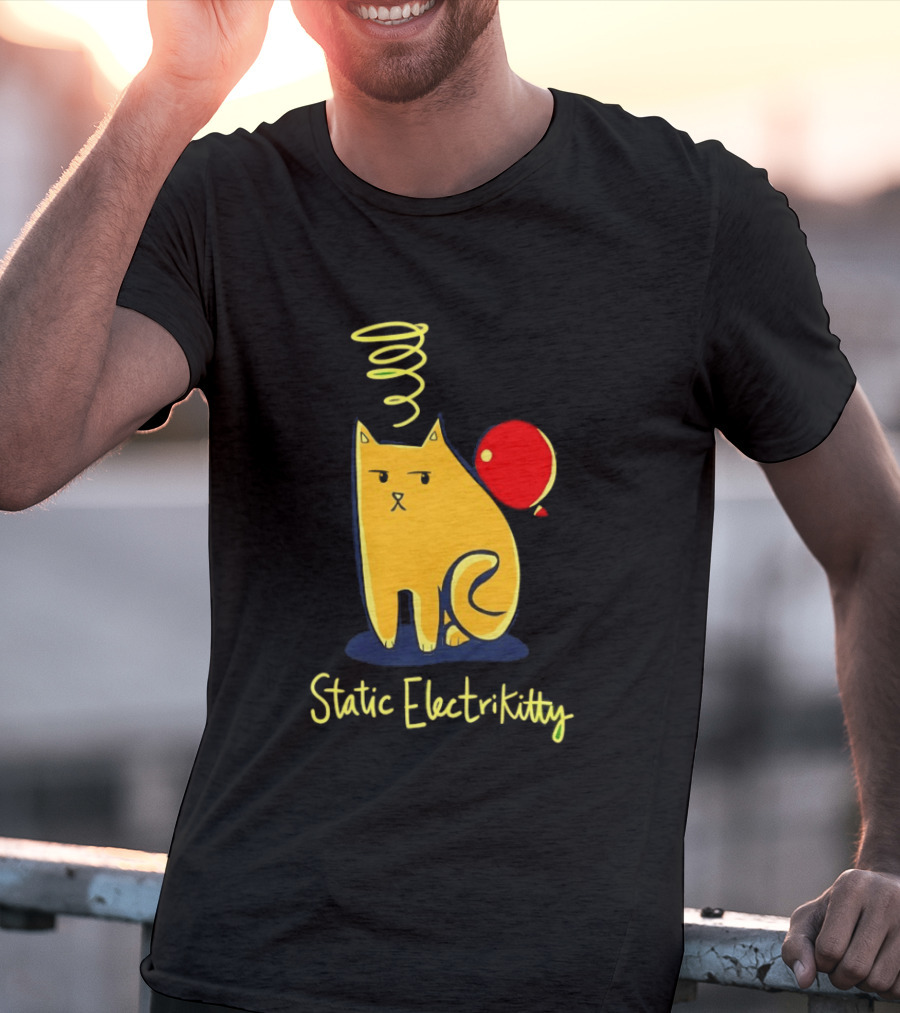 Static Electricity Cat Balloon Fun T-Shirt