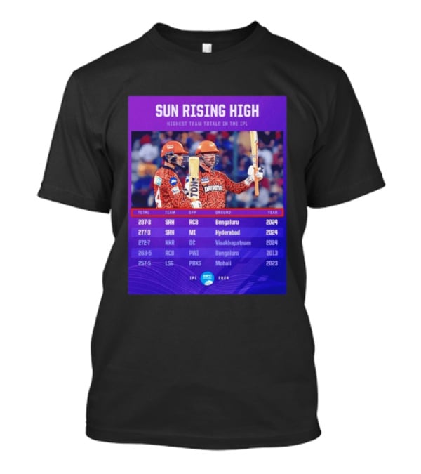 Sun Rising High SRH Highest Team Totals IPL 2024 Bengaluru Hyderabad Visakhapatnam Mohali T-Shirt