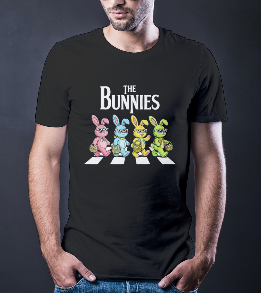 The Bunnies Walking Across Abbey Road In Colorful Sunglasses T-Shirt