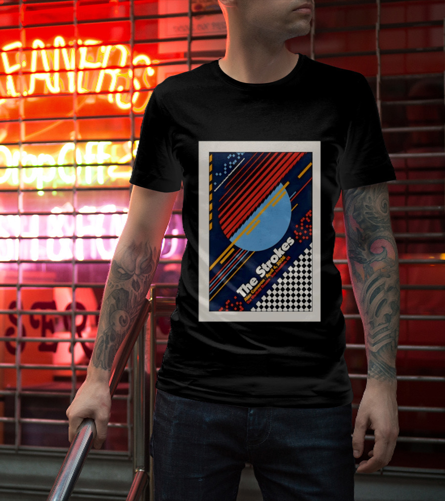 The Strokes Alex Cameron April 4 2026 San Francisco CA Checkerboard Stripes T-Shirt