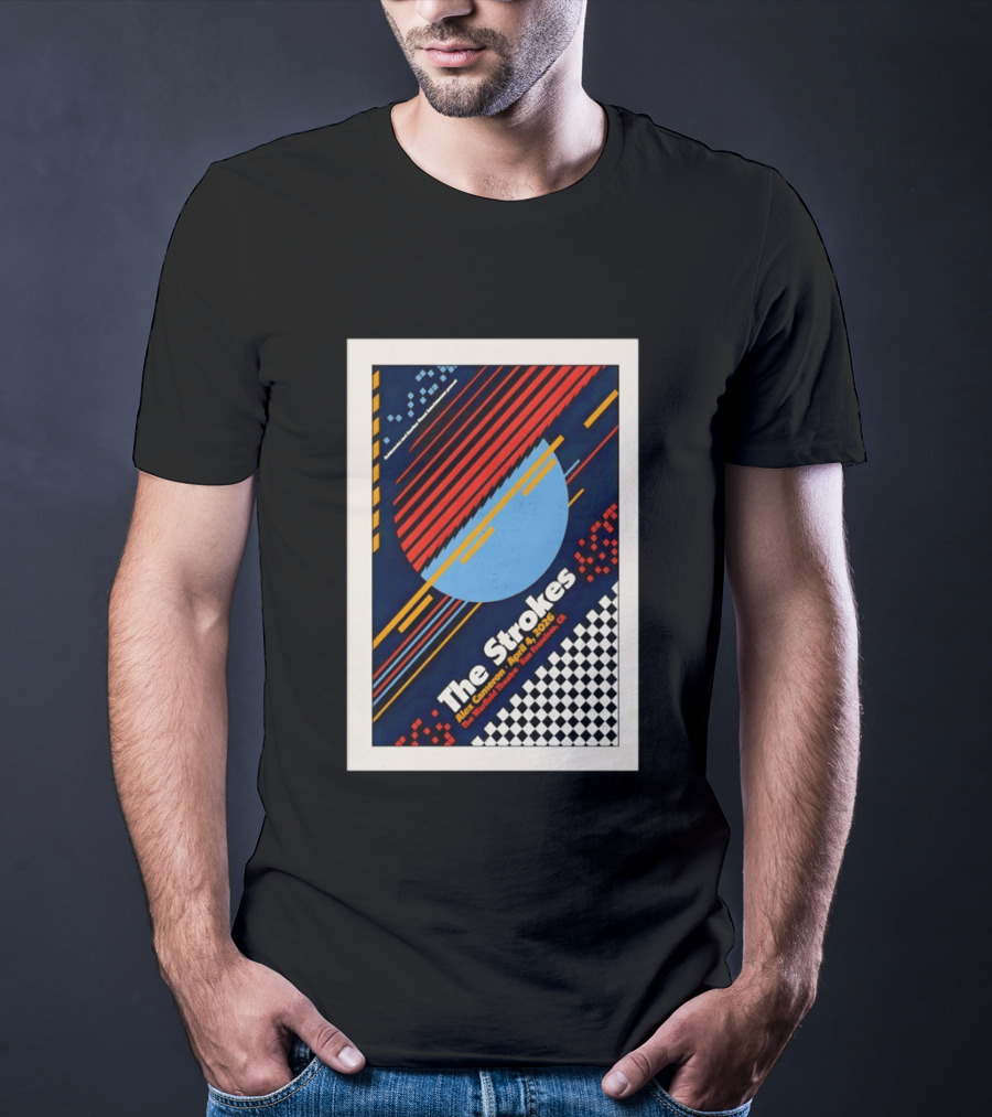 The Strokes Alex Cameron April 4 2026 San Francisco CA Checkerboard Stripes T-Shirt