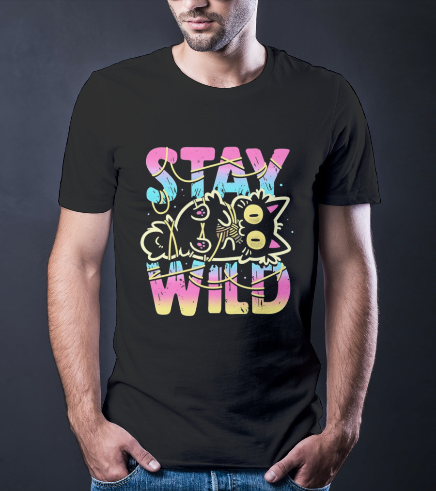 Stay Wild Wrapped In Chaos Cat Bound In Nonsense Blessed With Menace T-Shirt