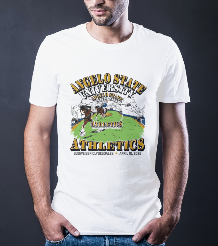 Angelo State University Athletics Budweiser Clydesdales April 10 2026 Event Celebration T-Shirt