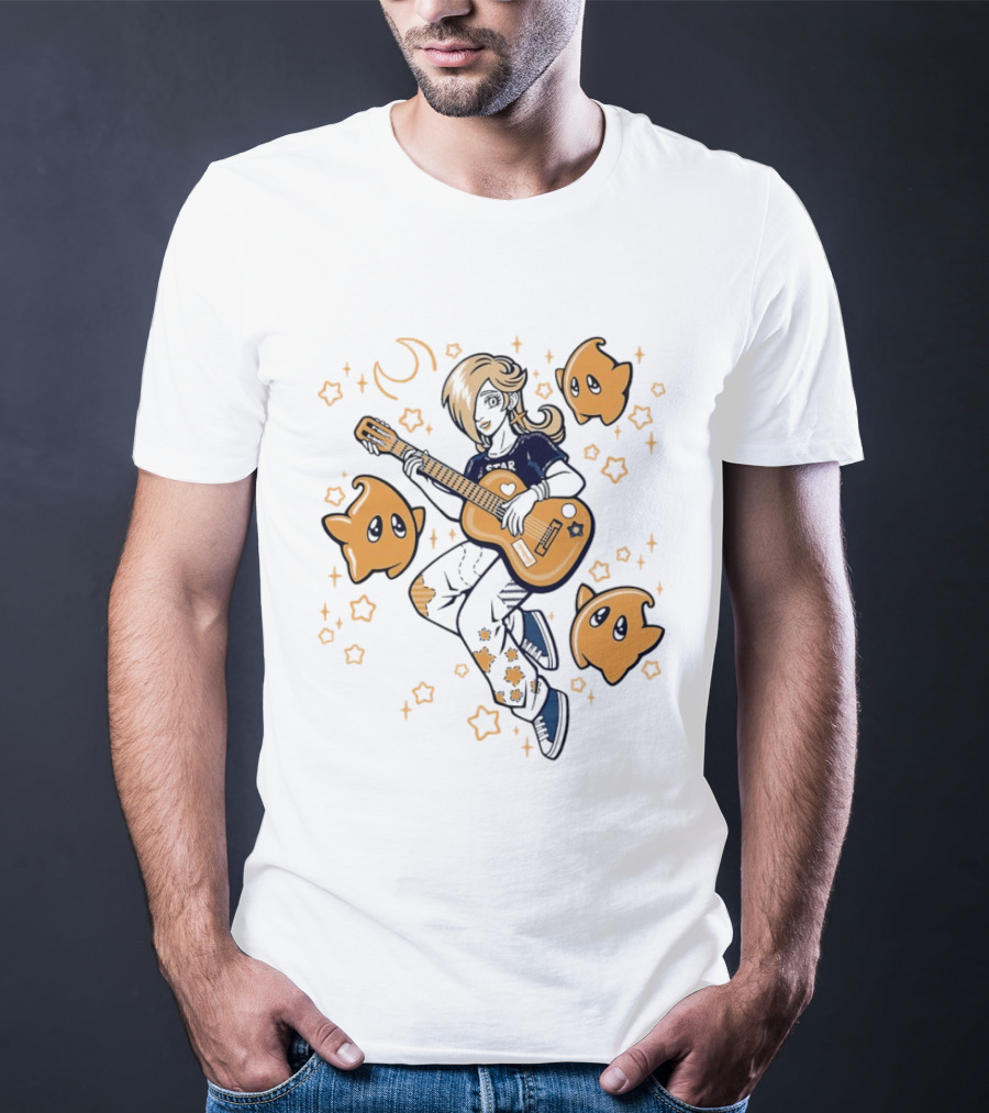 Rosalina And Lumalee Acoustic Remix Guitar Stars And Moons T-Shirt