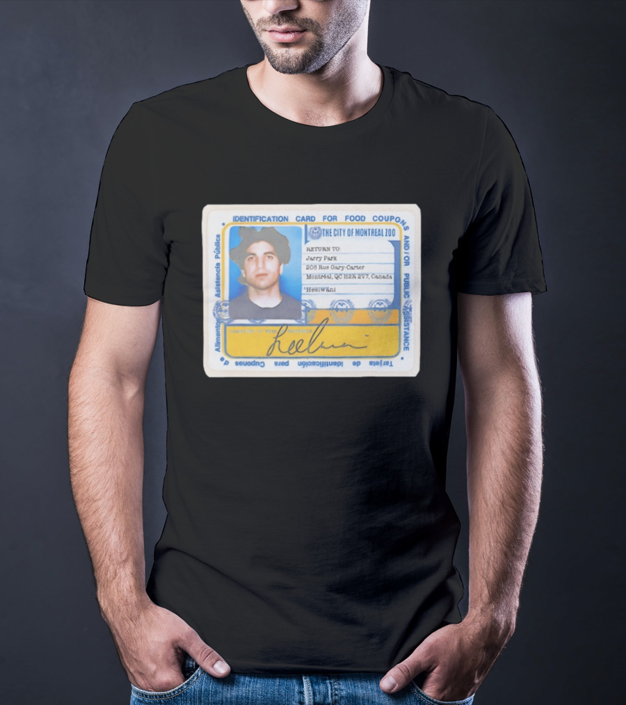 Jarry Park Identification Card The City Of Montreal Zoo Gary Carter Address T-Shirt
