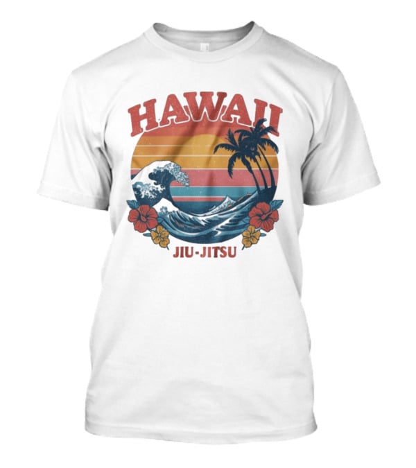 Hawaii Jiu Jitsu Vintage Surf And Palm Trees T-Shirt