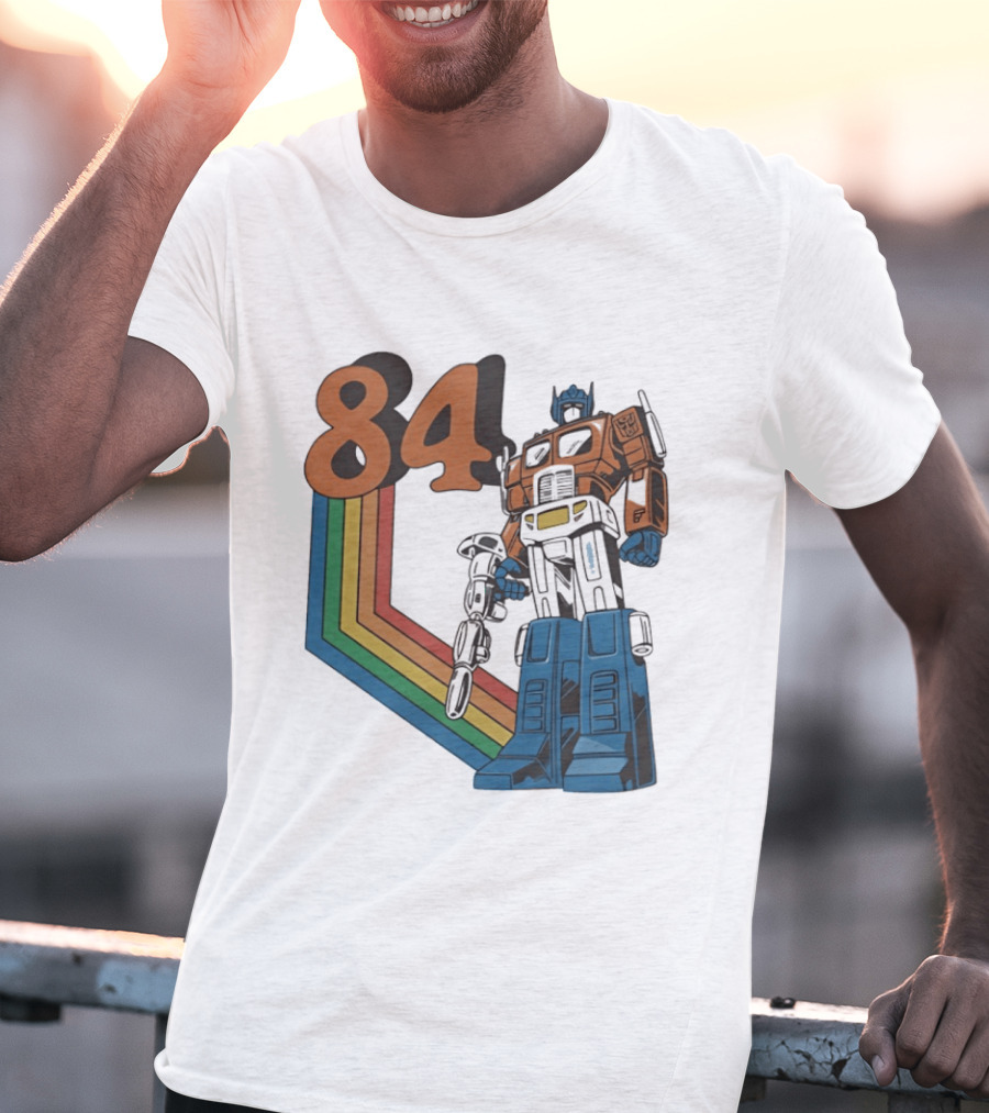 Optimus Prime 84 Retro Transformers Rainbow T-Shirt