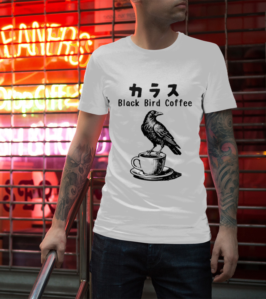 Black Bird Coffee Raven Blackbird Coffee Break Meme T-Shirt