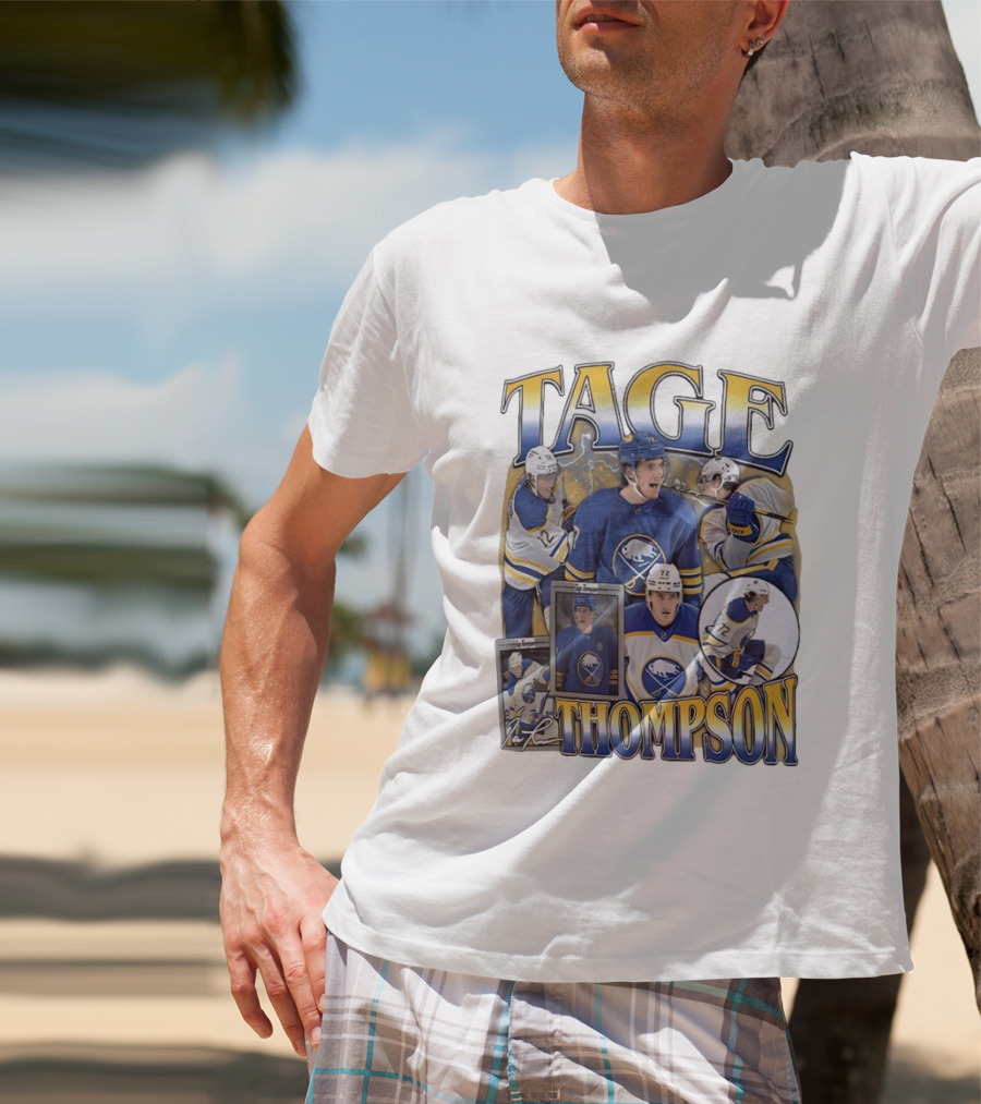 Tage Thompson 72 Buffalo Sabres Ice Hockey Player Action Collage T-Shirt